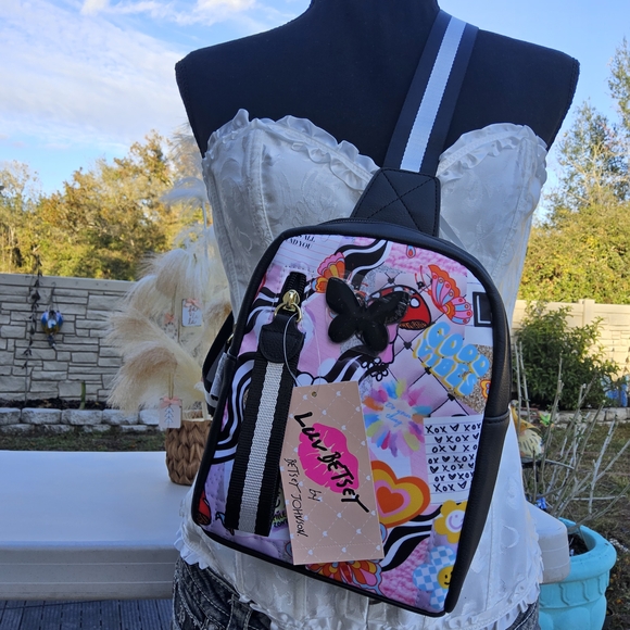 Betsey Johnson Colorful Backpack with Butterfly Accent - Picture 2 of 7
